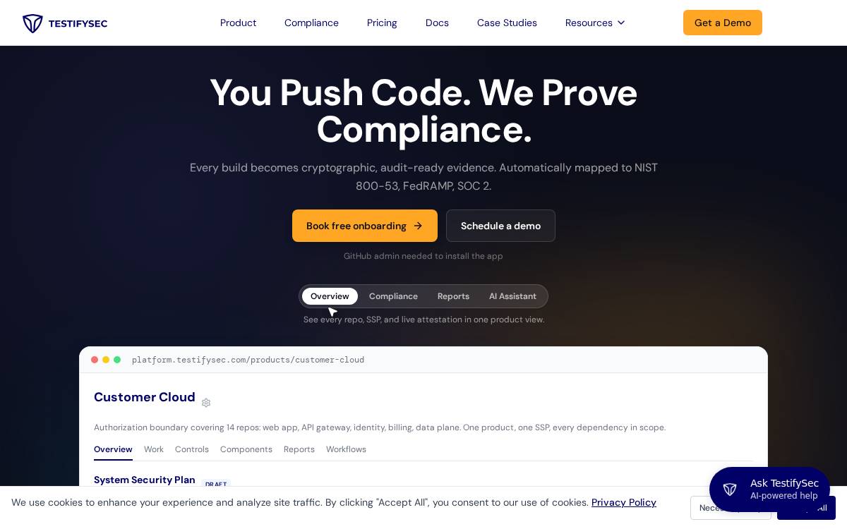 Testifysec website preview