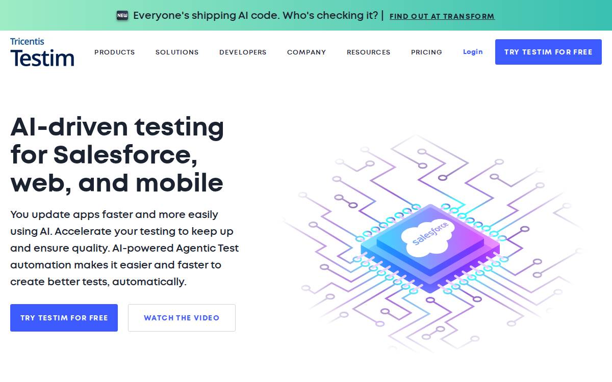 Testim website preview