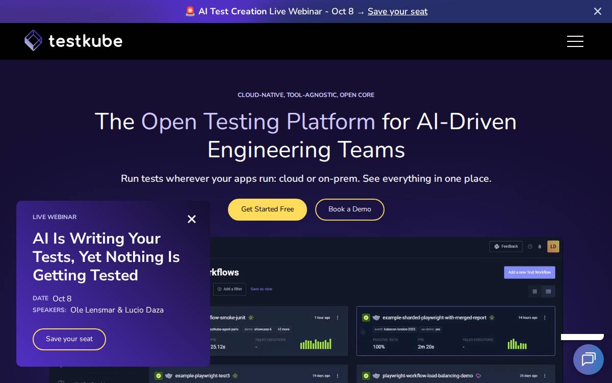 Testkube website preview