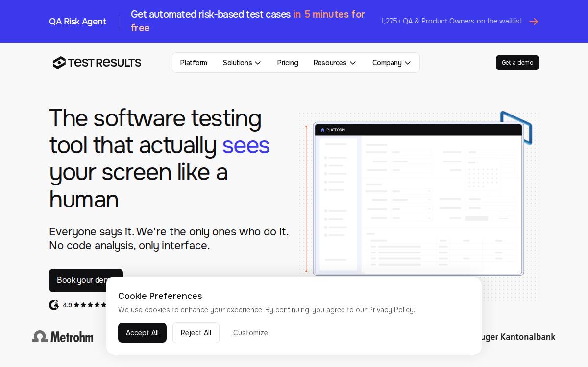 Testresults website preview