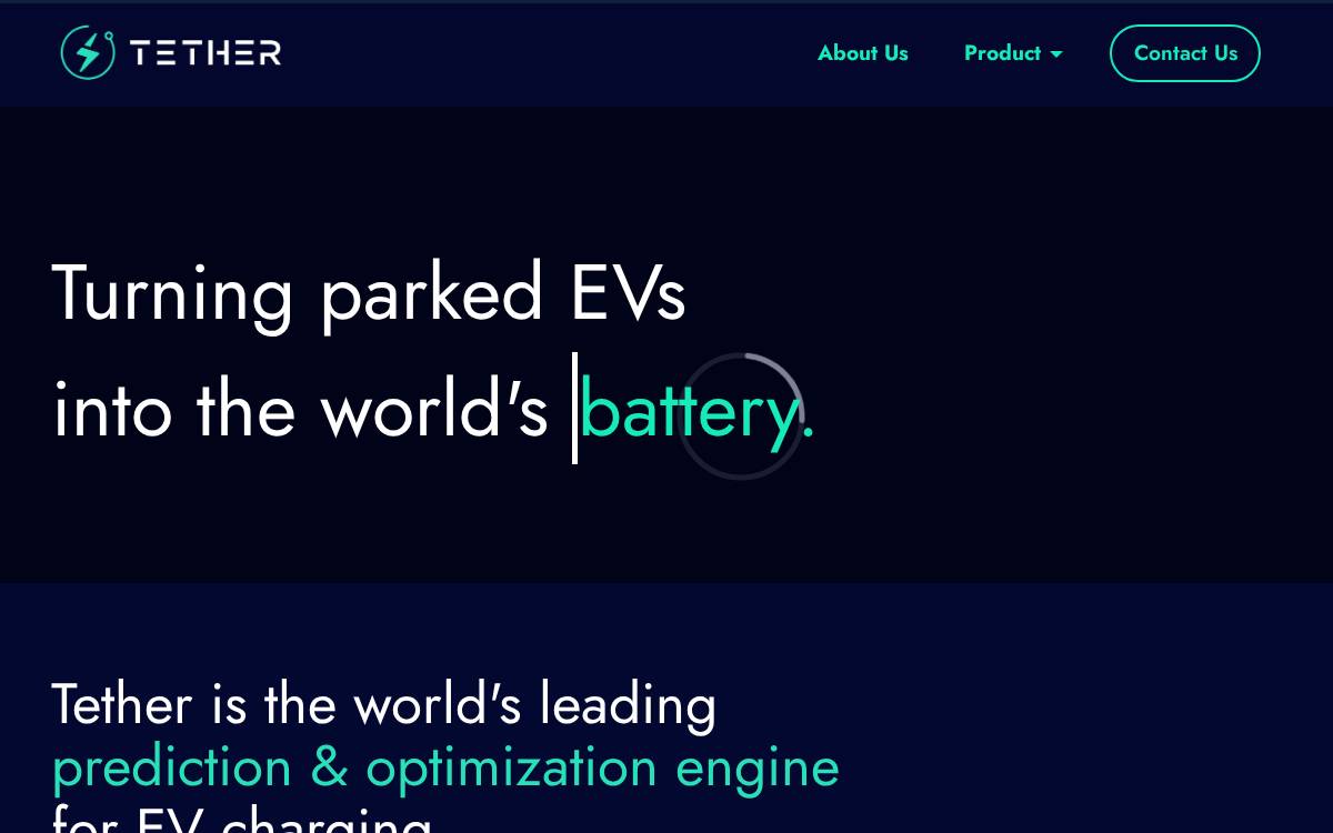 Tether EV website preview