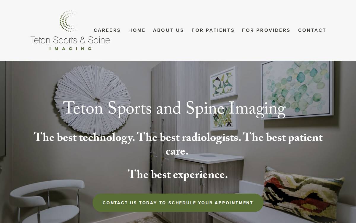Teton Sports & Spine Imaging website preview