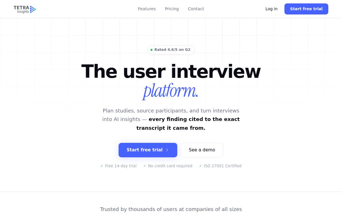 Tetra Insights website preview