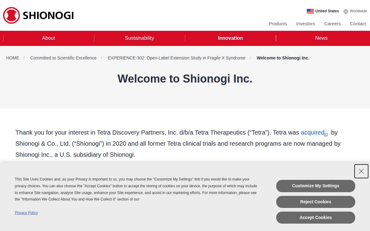 Tetra Therapeutics website preview