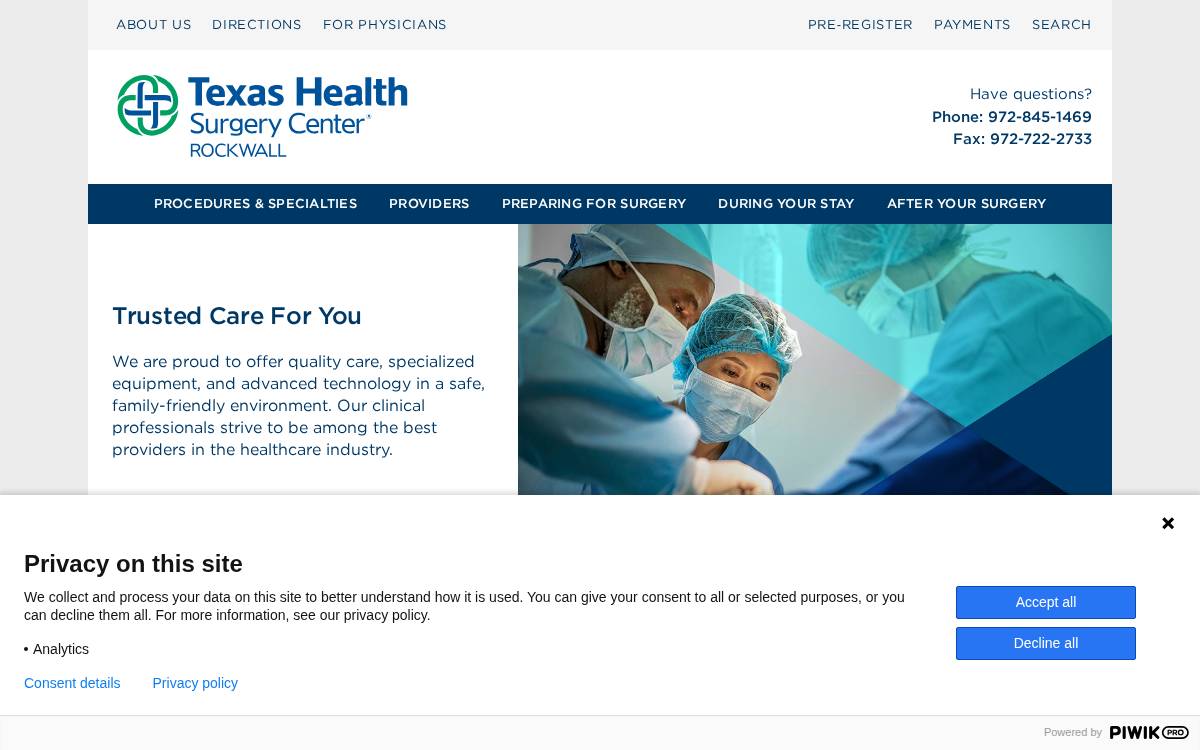 Texas Health Surgery Center Rockwall website preview
