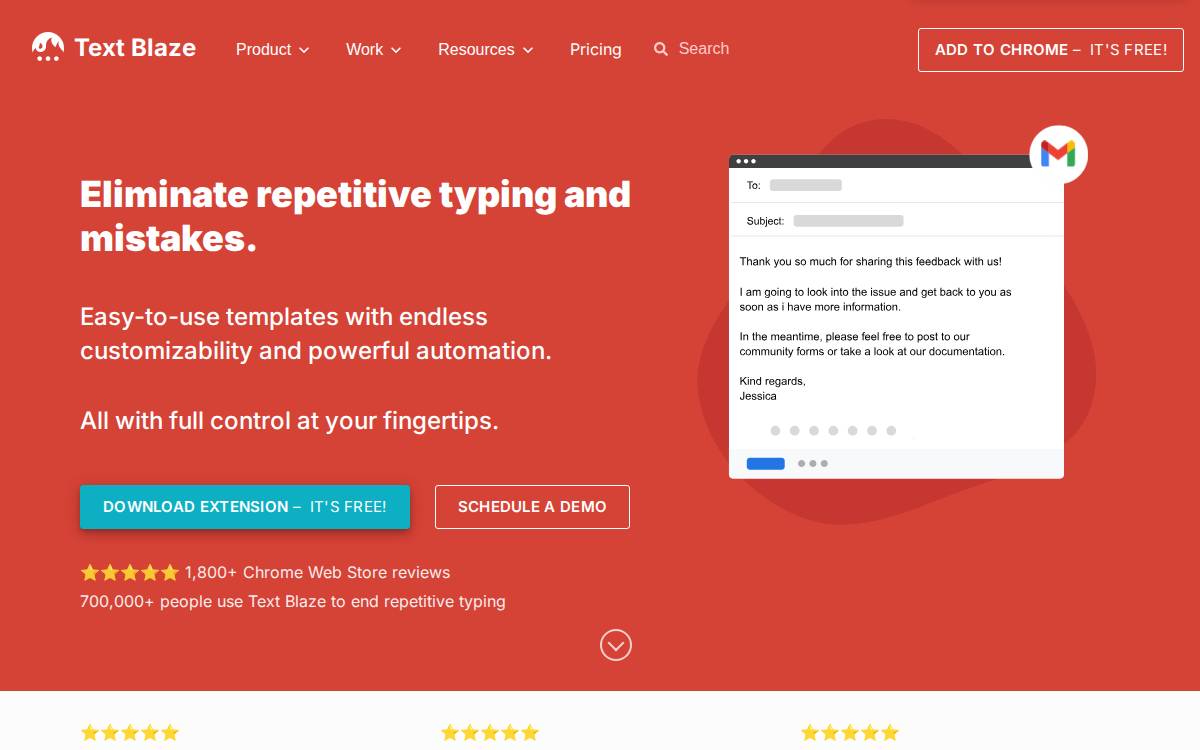 Text Blaze website preview