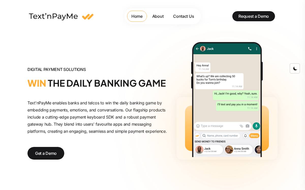 Text'n Pay Me website preview