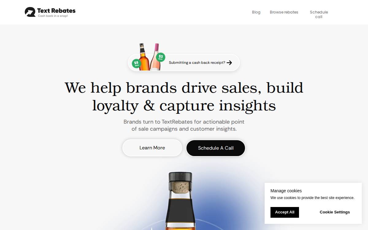 Text Rebates website preview