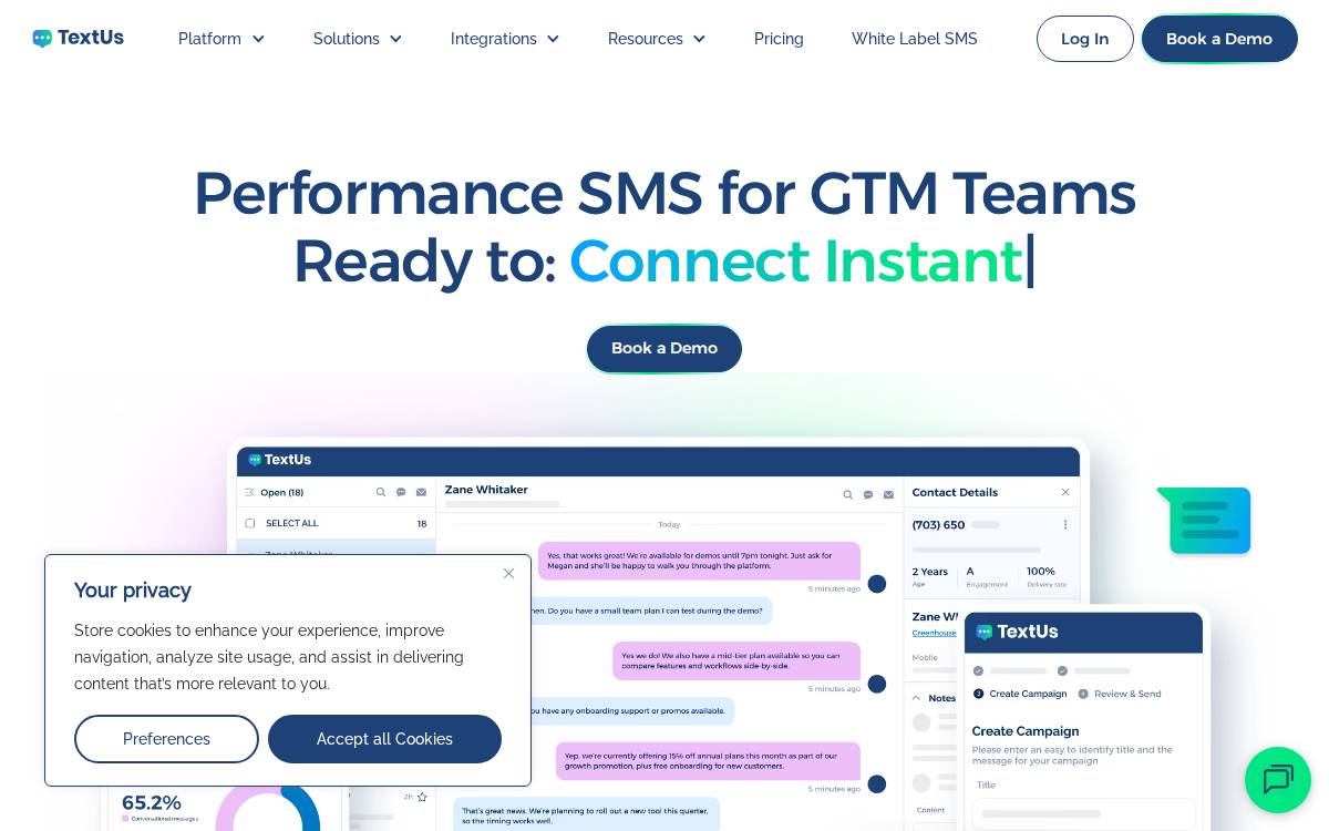 TextUs website preview