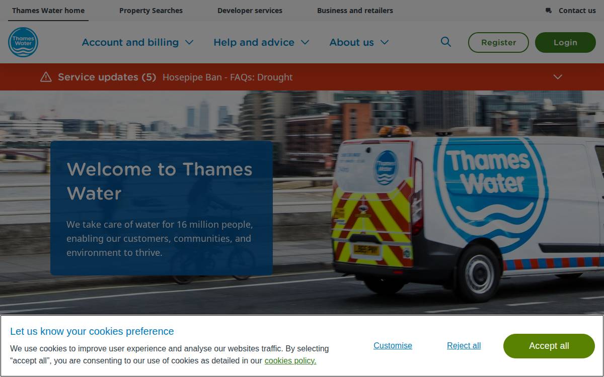Thames Water website preview