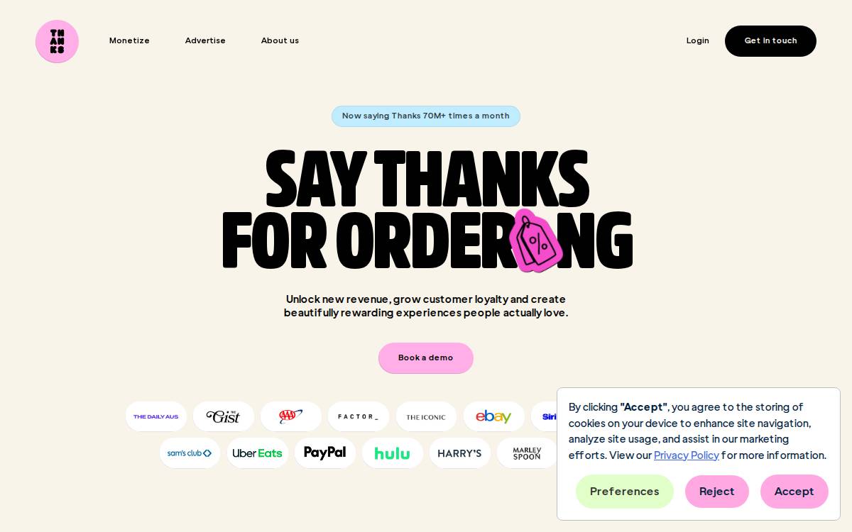 Thanks website preview