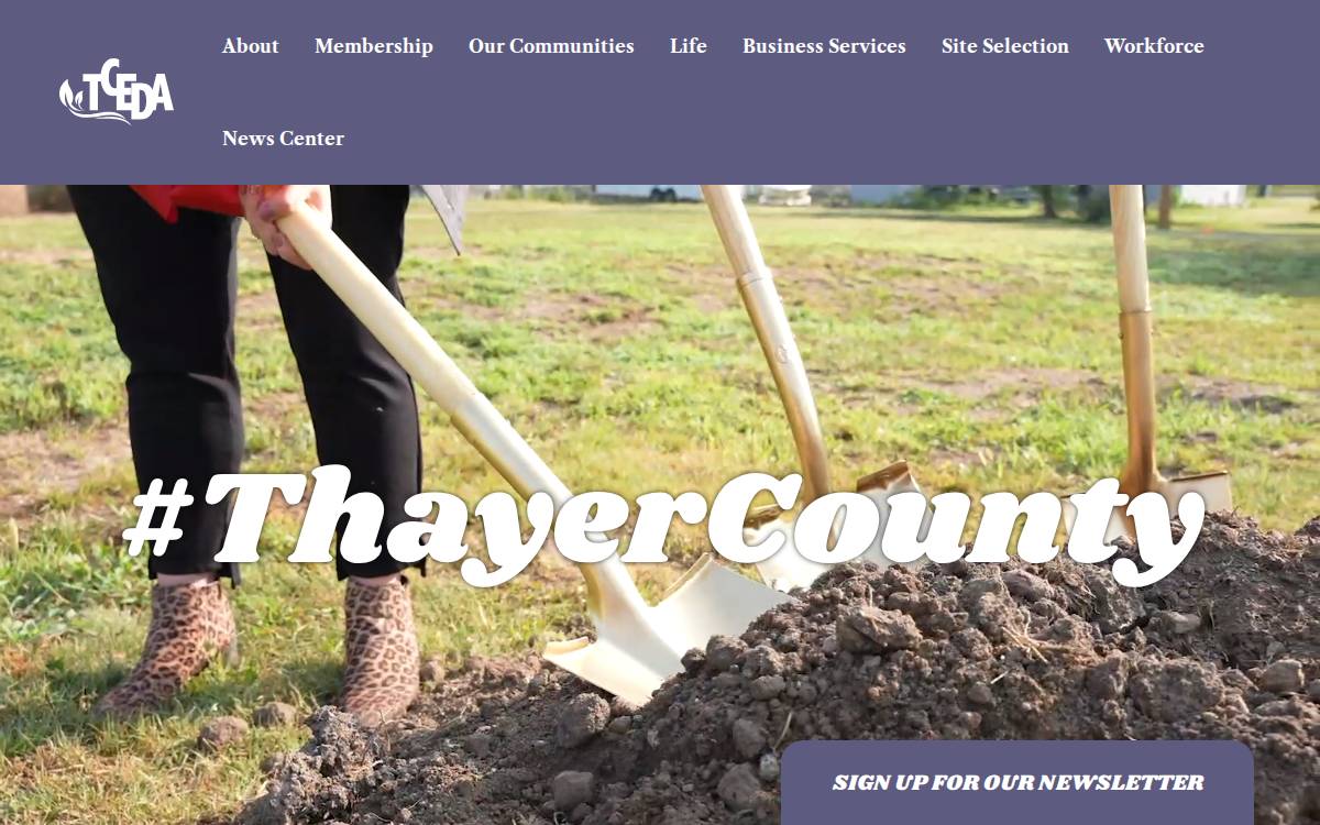 Thayer County Economic Development Alliance website preview