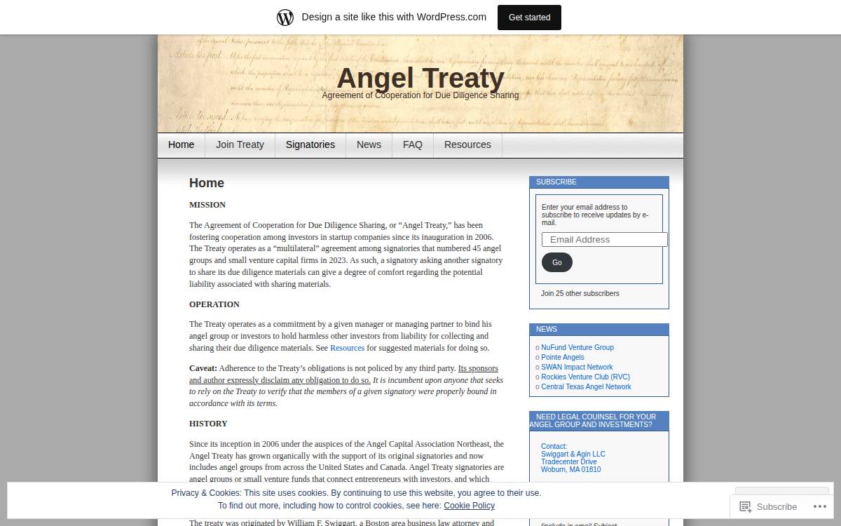 The Angel Treaty website preview