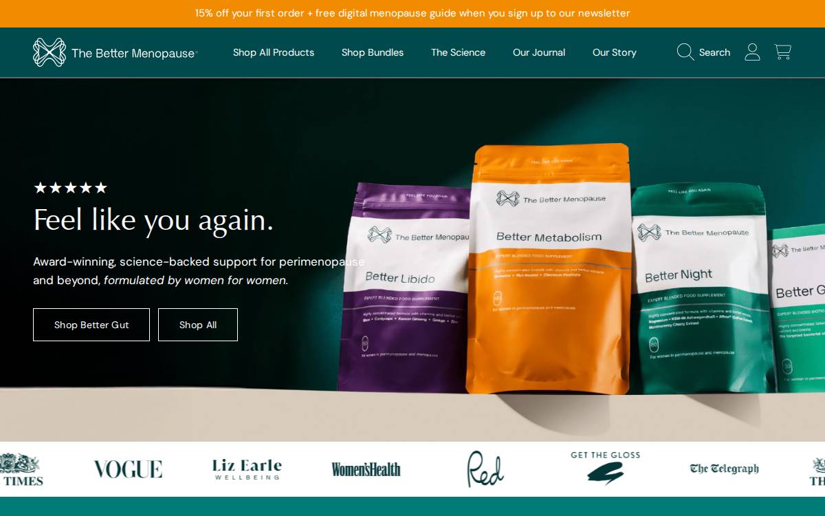 The Better Menopause website preview