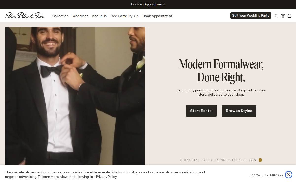 The Black Tux website preview