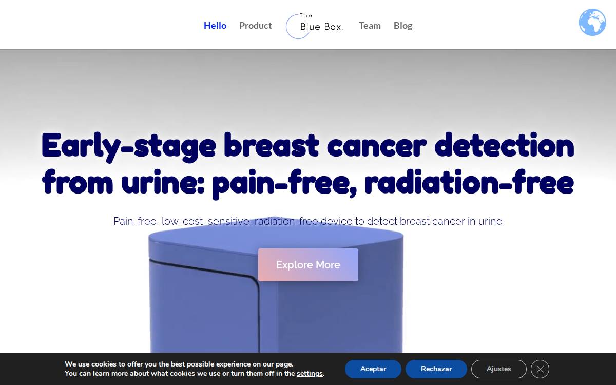 The Blue Box Biomedical website preview