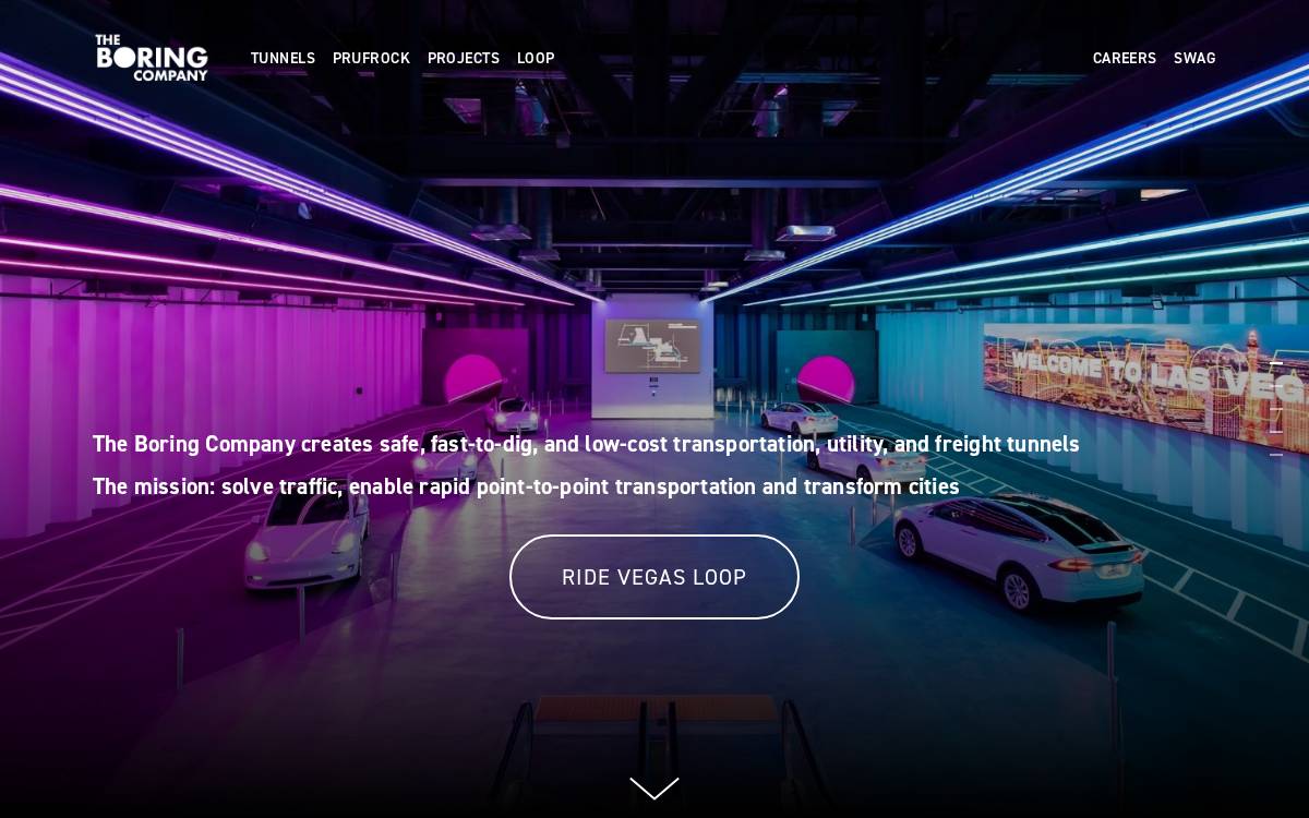The Boring Company website preview