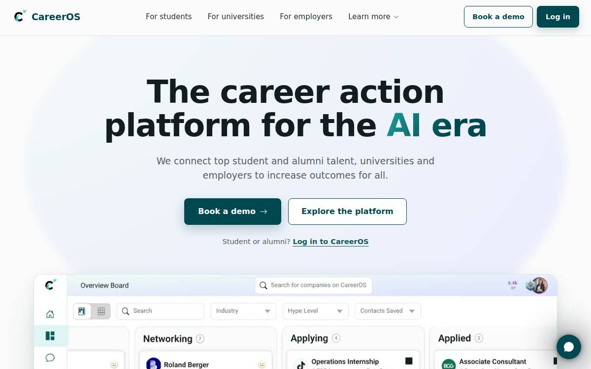 The Career OS website preview