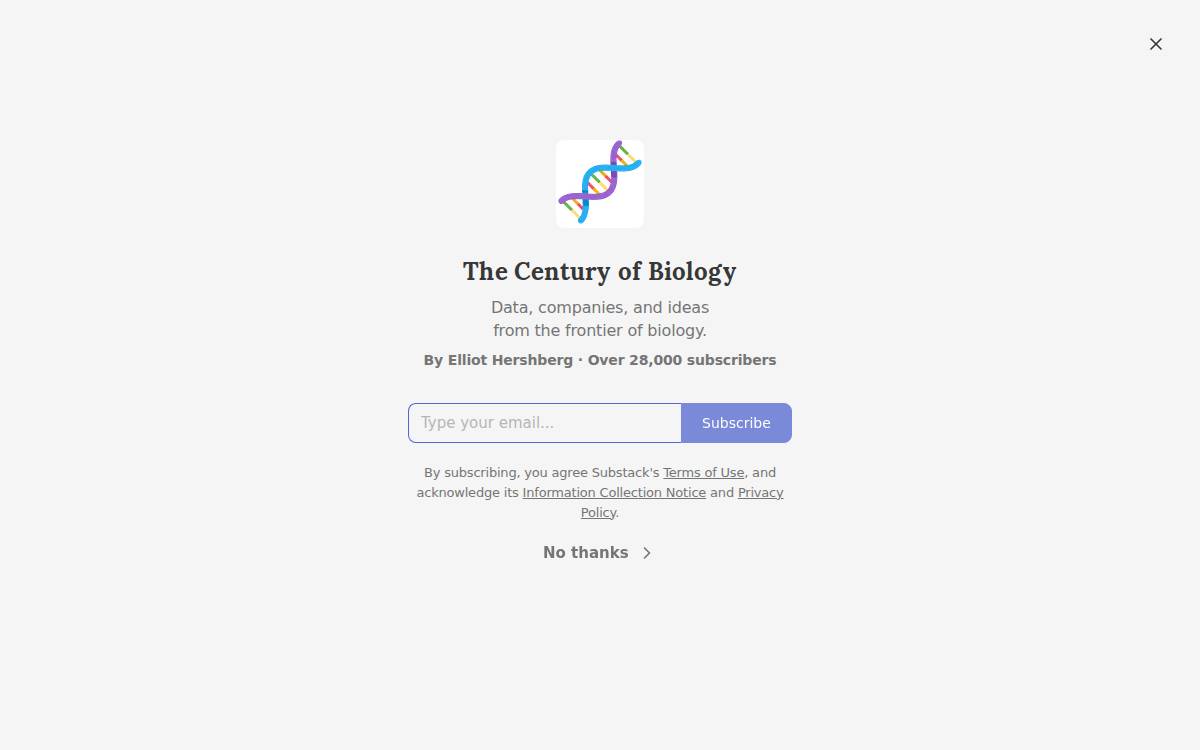 The Century of Biology website preview