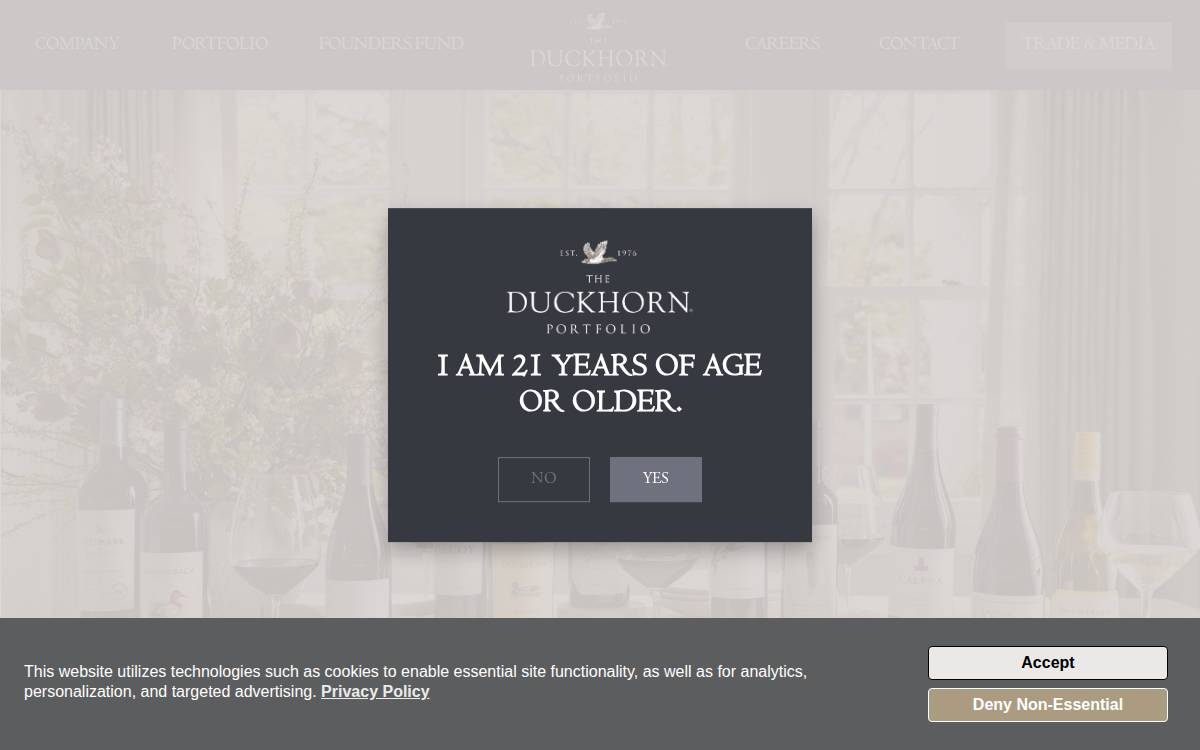 The Duckhorn Portfolio website preview