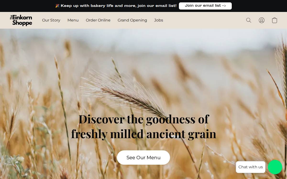 The Einkorn Shoppe By Food Haven website preview