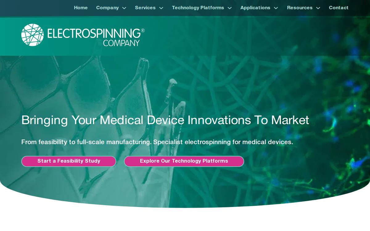 The Electrospinning Company website preview