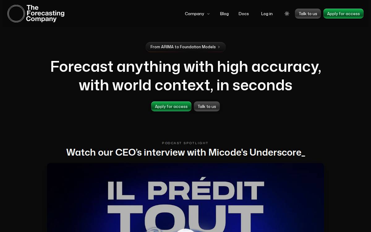 The Forecasting Company website preview