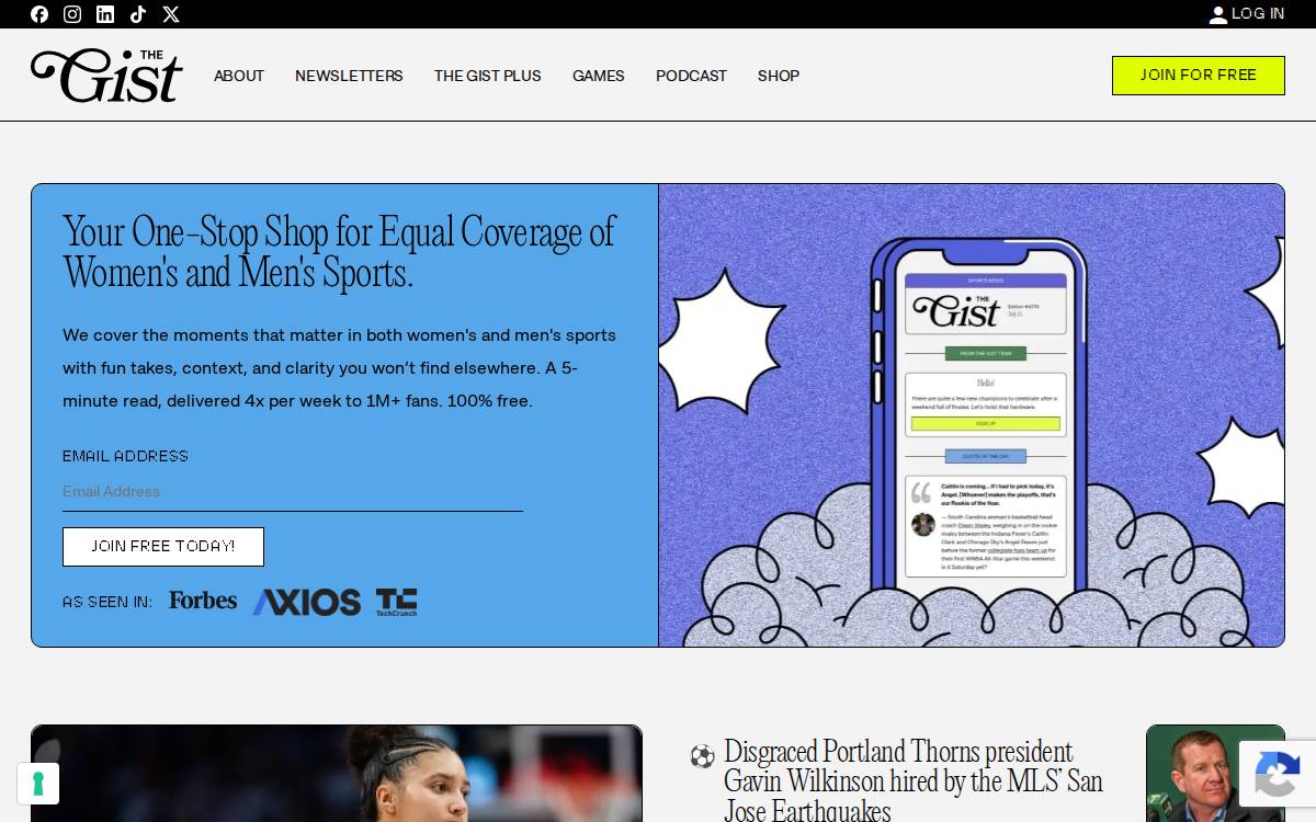 The GIST website preview