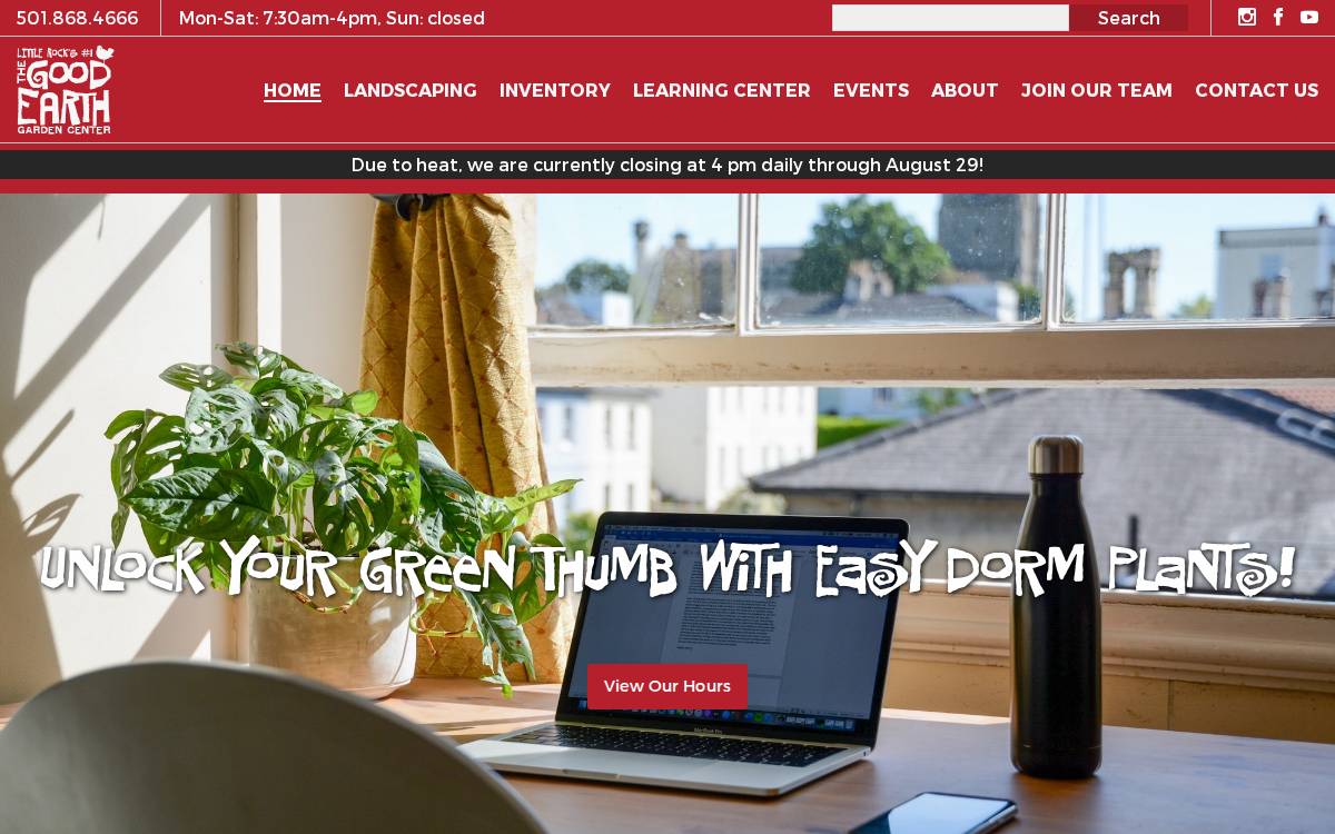 The Good Earth Garden Center website preview