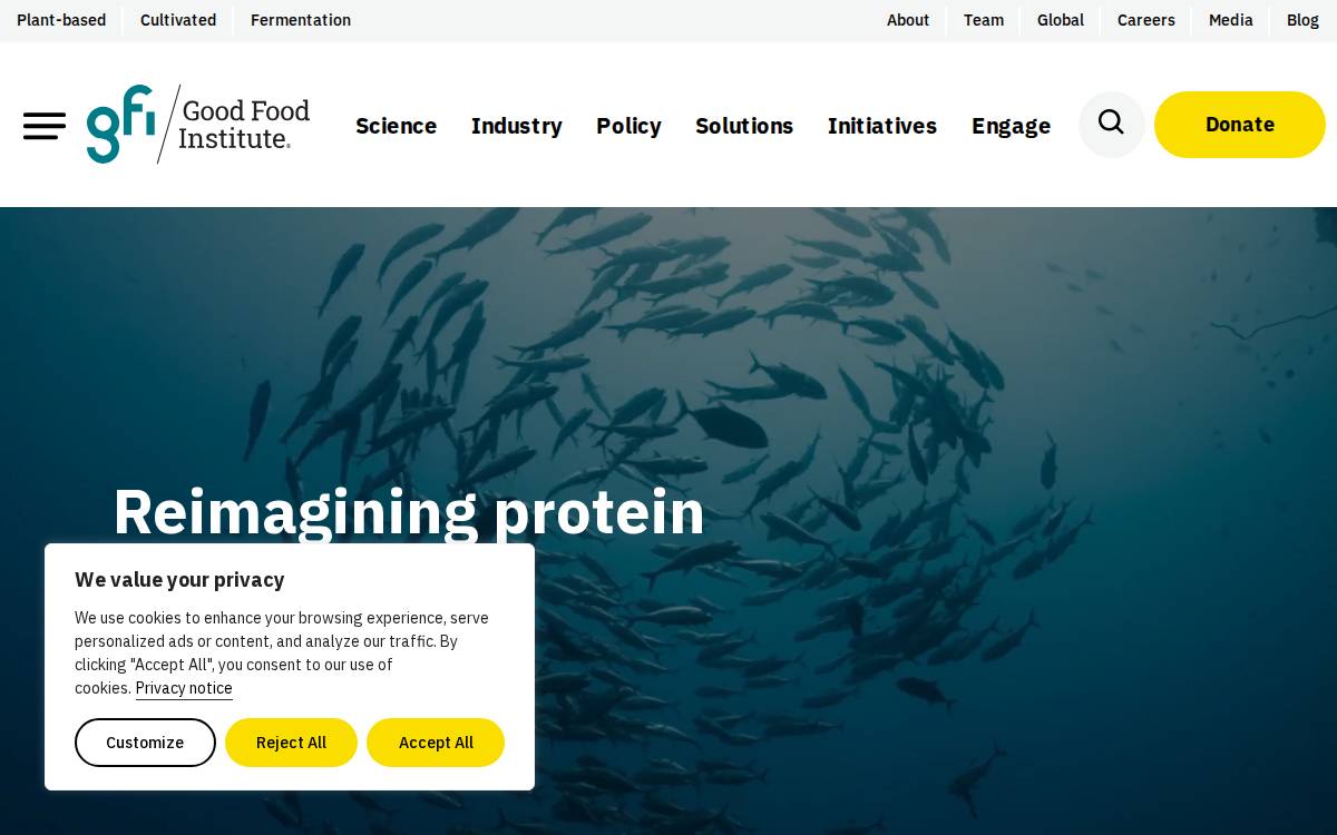 The Good Food Institute website preview