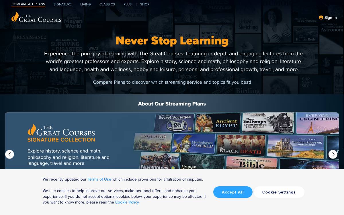 The Great Courses website preview