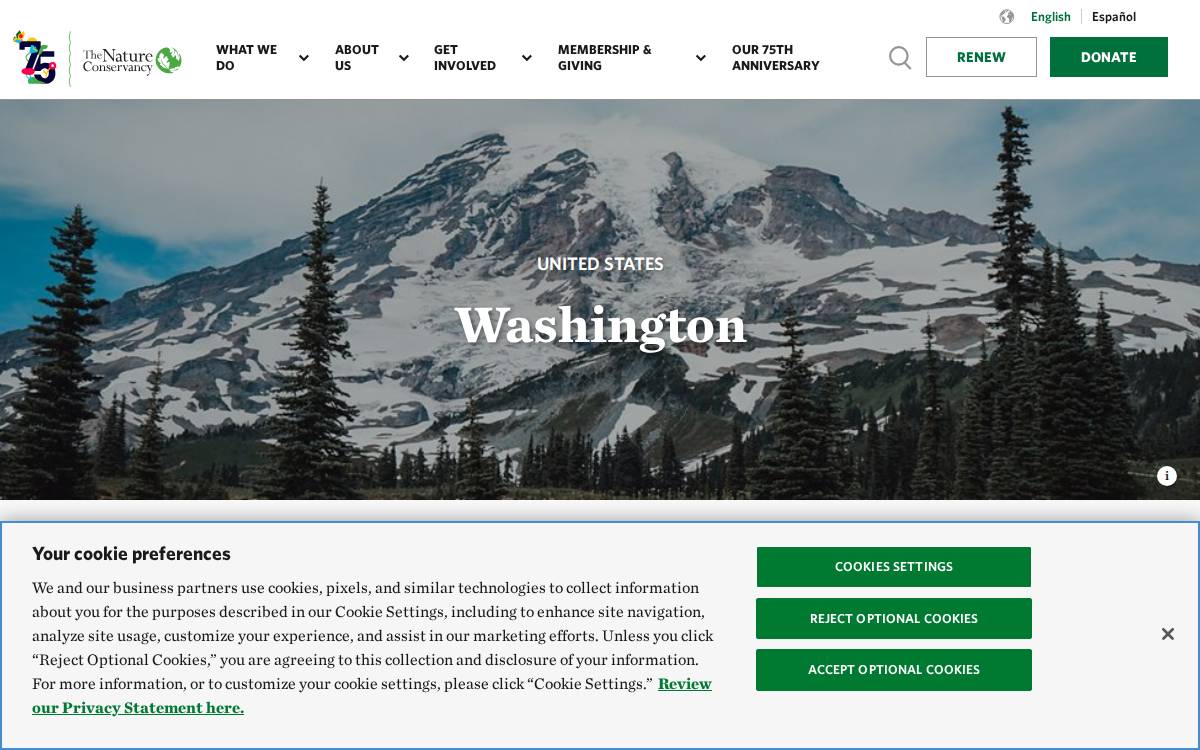 The Nature Conservancy – Washington website preview