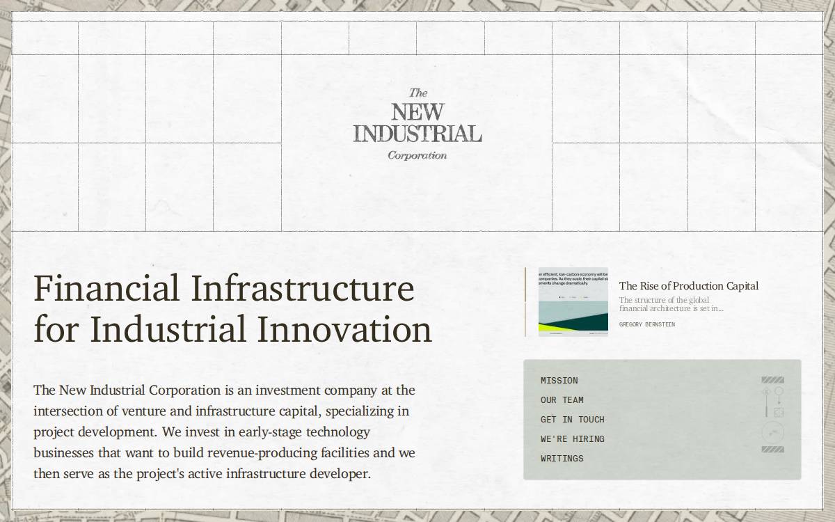 The New Industrial Corporation website preview