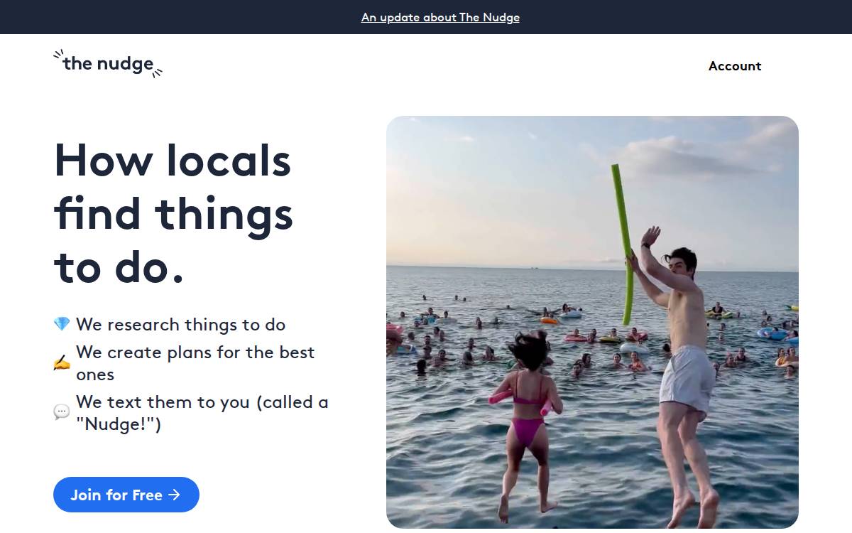 The Nudge website preview