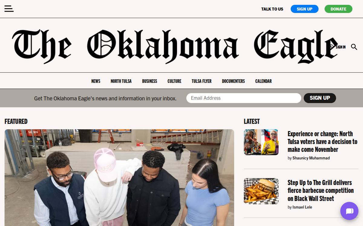 The Oklahoma Eagle website preview