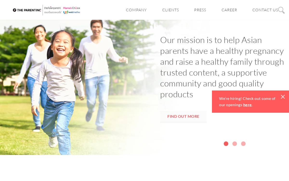 The Parentinc website preview