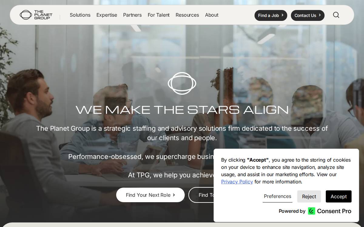 The Planet Group website preview