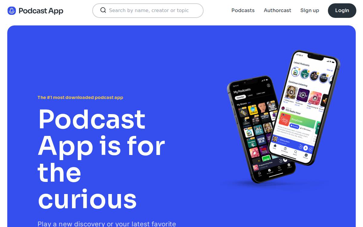 The Podcast App website preview
