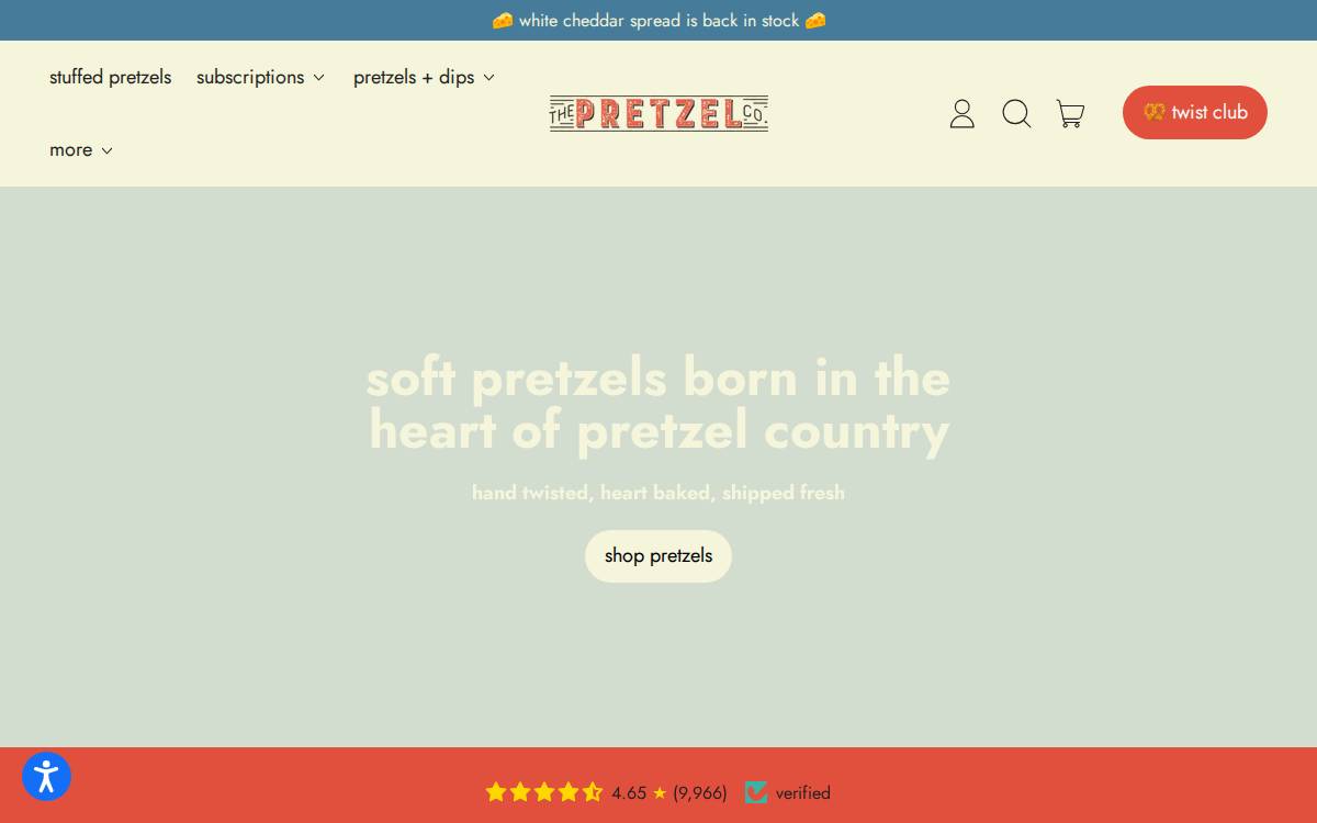 The Pretzel Company website preview