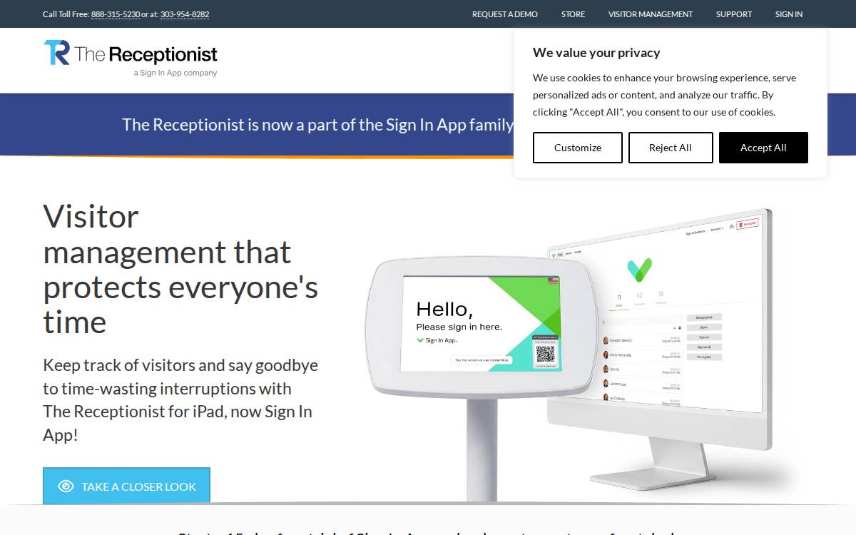 The Receptionist website preview