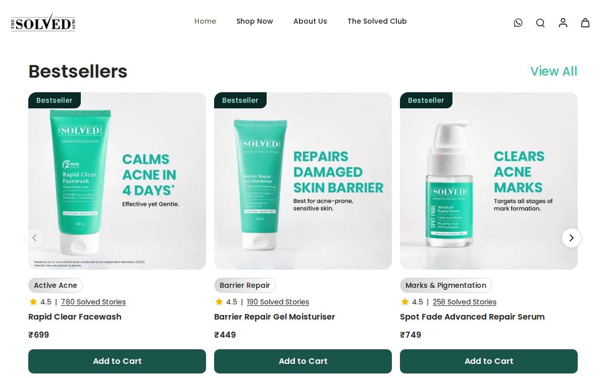 The Solved Skin website preview