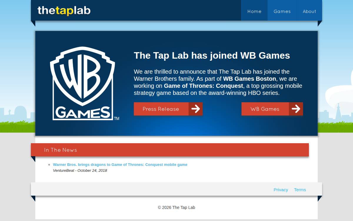 The Tap Lab website preview