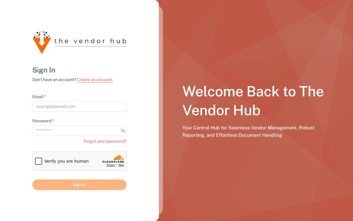 The Vendor Hub website preview
