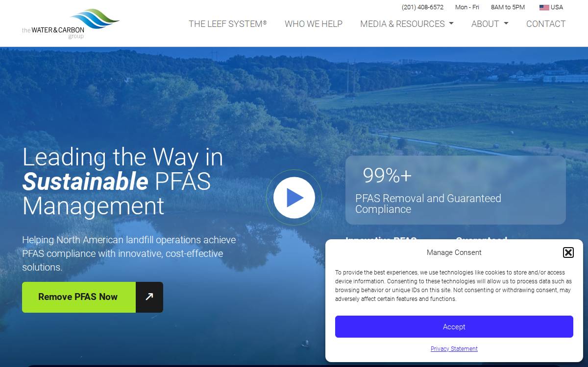 The Water and Carbon Group website preview