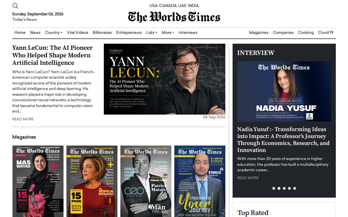 The Worlds Times website preview