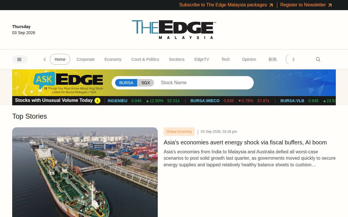 Theedgemalaysia website preview