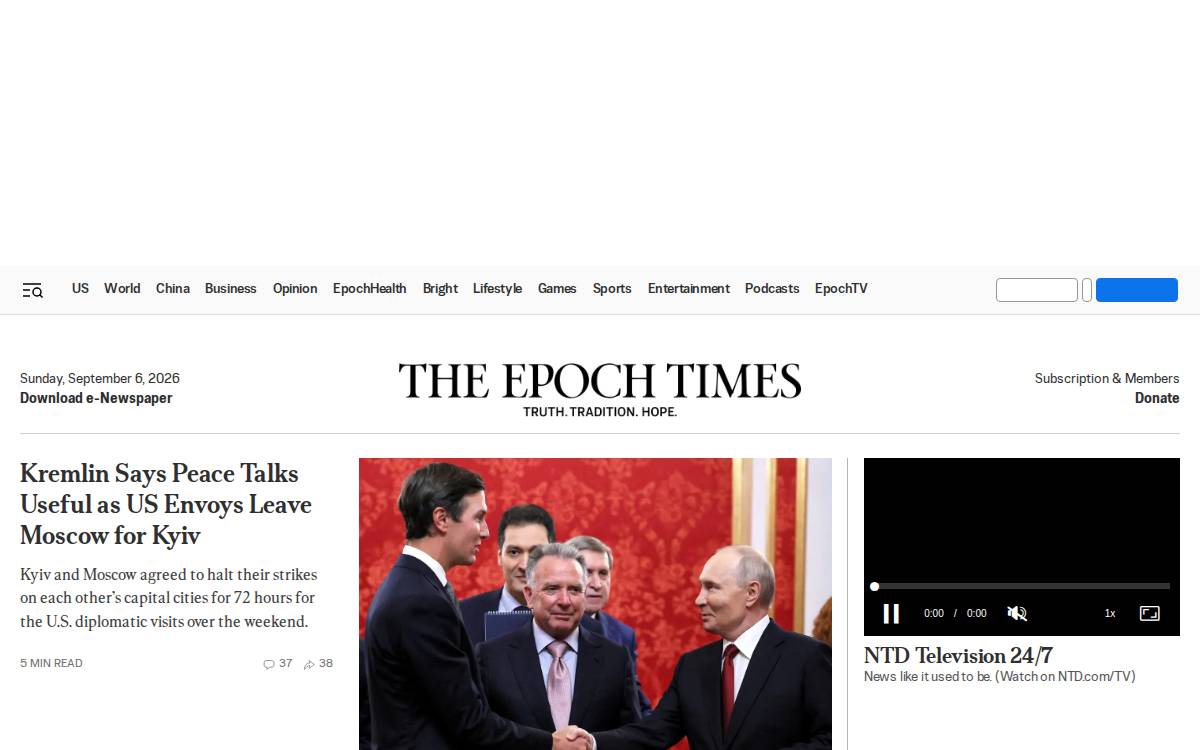 Theepochtimes website preview