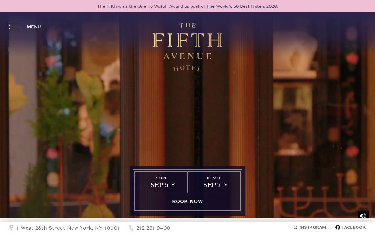 The Fifth Avenue Hotel website preview