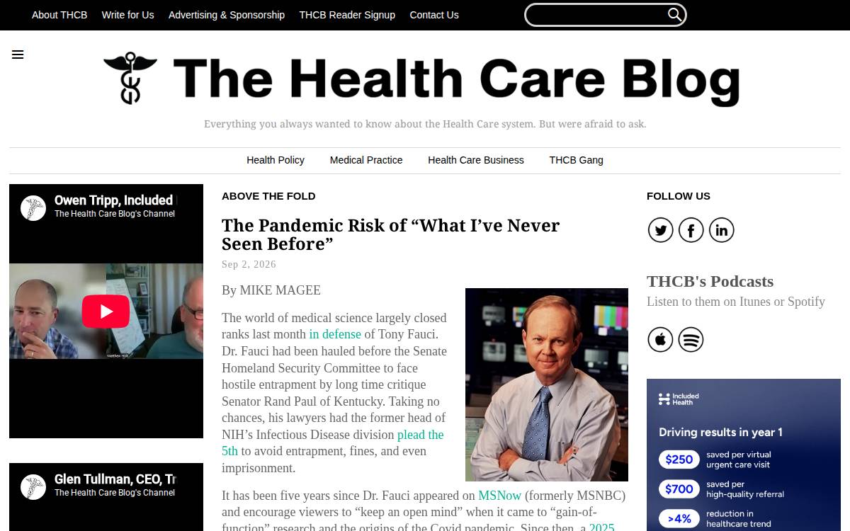 Thehealthcareblog website preview