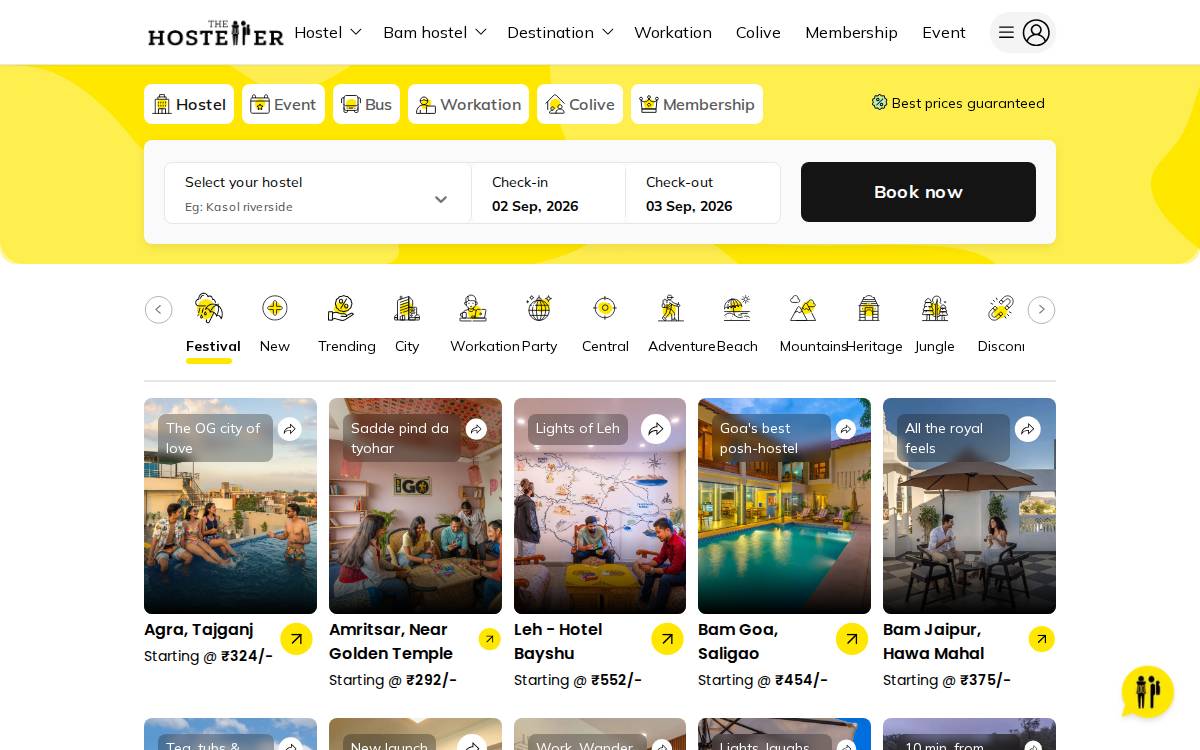 The Hosteller website preview